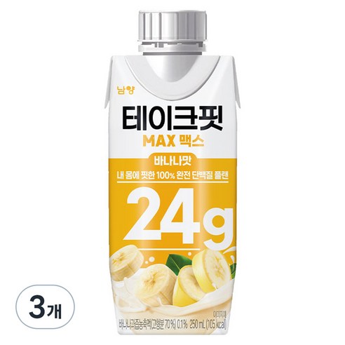 테이크핏 맥스 바나나맛 드링크믹스 RTD, 250ml, 3개