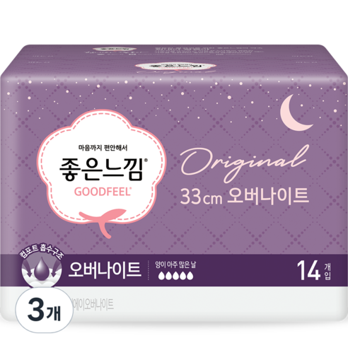 좋은느낌 오리지널 오버나이트14, 오버나이트, 14개입, 3개