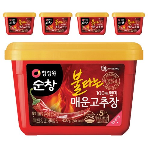 청정원순창 불타는 매운고추장, 450g, 5개