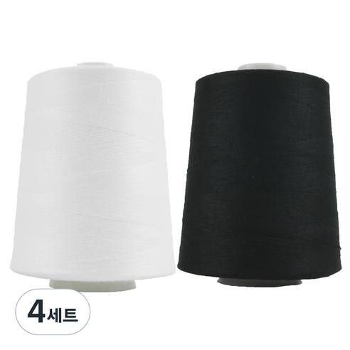 JSTrading 대용량 오버록사 40수 2합 8000m 2종 세트, 화이트, 블랙, 4세트