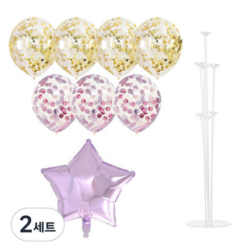 파티쇼 풍선꽂이장식세트 70cm, 은박컨페티 4번, 2세트