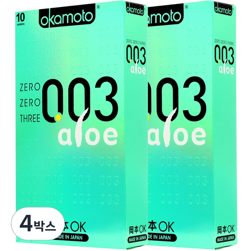 오카모토 0.03 콘돔 알로에 기타, 10개입, 4박스