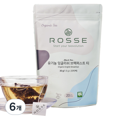 로쎄 유기농 잉글리쉬 브렉퍼스트 티 30g, 20개입, 6개, 1.5g
