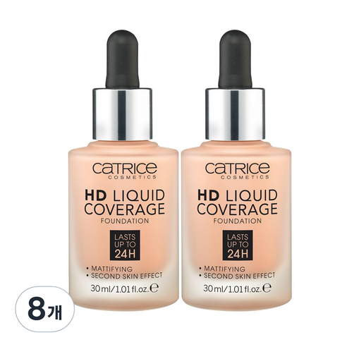 캐트리스 HD 리퀴드 커버리지 파운데이션 30ml, 020호 로즈베이지, 8개