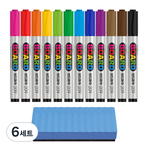 펜맥스 보드마카 209 12색 + 지우개, 혼합색상, 6세트