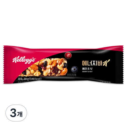 켈로그 에너지바 K 베리 & 넛, 30g, 3개