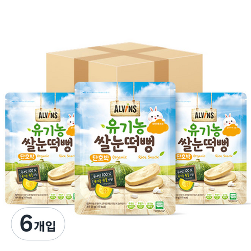 엘빈즈 유기농 쌀눈떡뻥, 단호박, 6개입