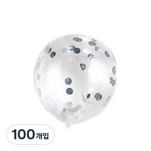 파티팡 컨페티벌룬 30cm, 실버, 100개입