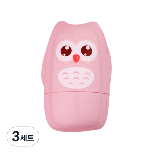 디유라 유아용 캐릭터 손톱깎이 세트 부엉이, 핑크, 3세트