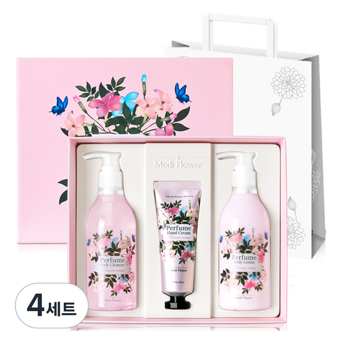 메디플라워 로맨틱 홀리데이 바디케어 세트 + 쇼핑백, 4세트