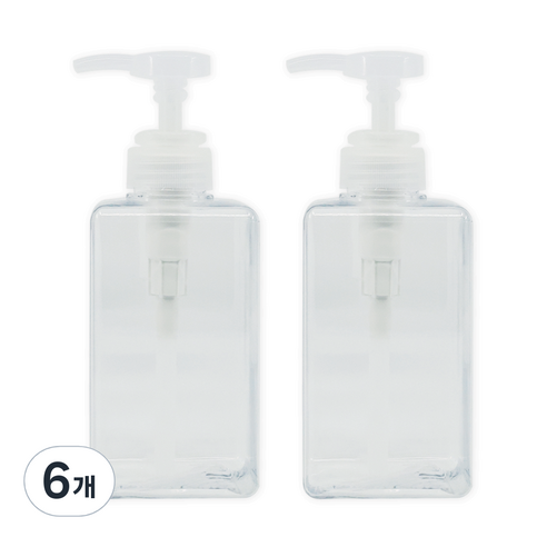뉴앤룩 사각 리필용기 디스펜서 일반형 450ml, 01 투명, 6개