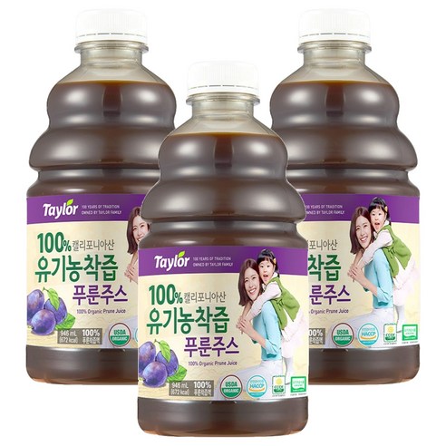 테일러팜스 유기농 착즙 푸룬주스, 946ml, 3개