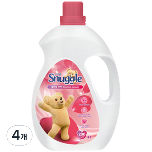 스너글 초고농축 섬유유연제 블루밍 부케 본품, 4L, 4개
