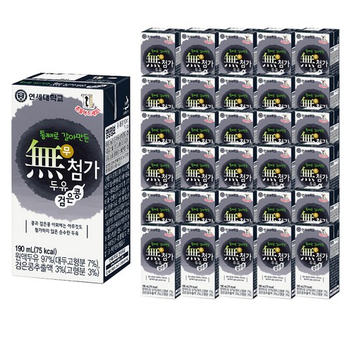 연세두유 통째로 갈아만든 무첨가 검은콩 두유, 190ml, 96개
