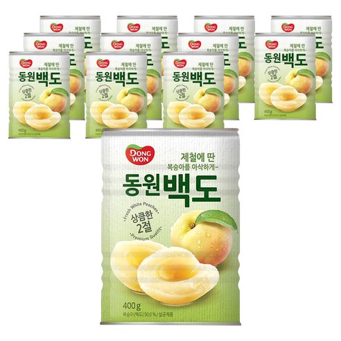 동원 백도 복숭아 통조림, 400g, 12개