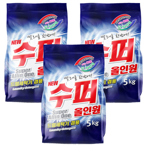 일신티엔씨 수퍼 올인원 세탁세제 리필, 5kg, 3개