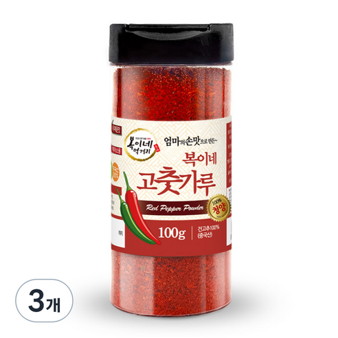 복이네먹거리 중국산 아주매운 100% 청양고춧가루 용기형, 100g, 3개