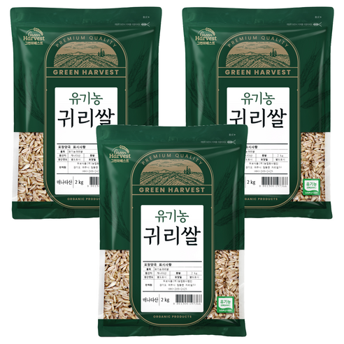 그린하베스트 캐나다산 유기농 귀리쌀, 2kg, 3개