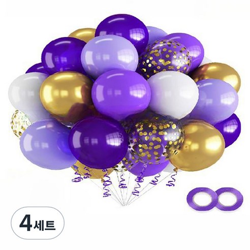 만들하비 컨페티 풍선 세트, 퍼플골드, 4세트