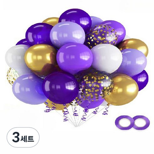 만들하비 컨페티 풍선 세트, 퍼플골드, 3세트