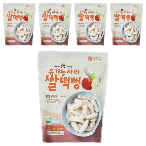 맛있는풍경 유기농 사과 쌀떡뻥, 사과맛, 25g, 5개