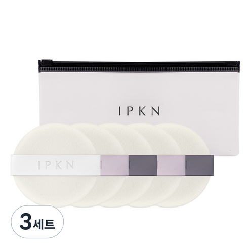 입큰 스킨피니쉬 후로킹 팩트 퍼프 5p + 파우치 세트, 혼합색상, 3세트