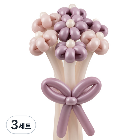 셈퍼텍스 요술풍선 데이지 튤립 꽃다발 만들기 세트, 더스크 라벤더로즈 2색혼합, 3세트