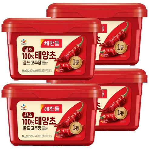 해찬들 태양초 골드 고추장, 1kg, 4개