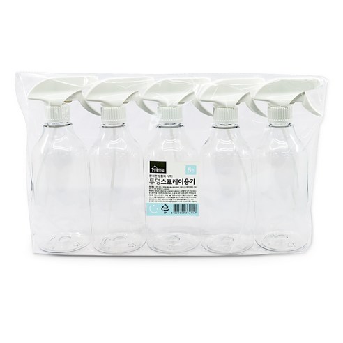 생활미소 투명스프레이용기 500ml, 투명, 5개