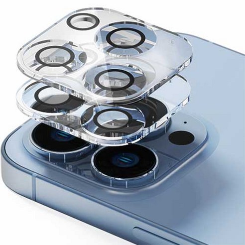 아이폰15 카메라  신지모루 아이폰 빛번짐 방지 휴대폰 카메라 렌즈 강화유리 블랙링 보호필름 2p 세트, 2매