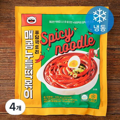 푸딩팩토리 매콤 누들떡볶이 (냉동), 500g, 4개