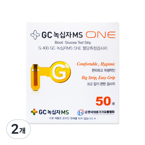 GC녹십자MS G 400 ONE 혈당측정검사지, 2개, 50개입