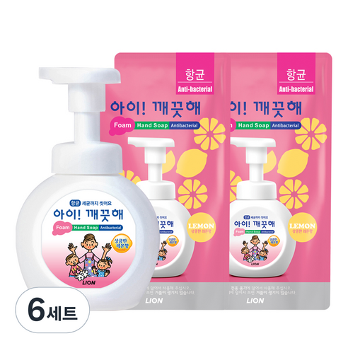 아이깨끗해 핸드워시 레몬 250ml + 200ml x 2p 세트, 6세트