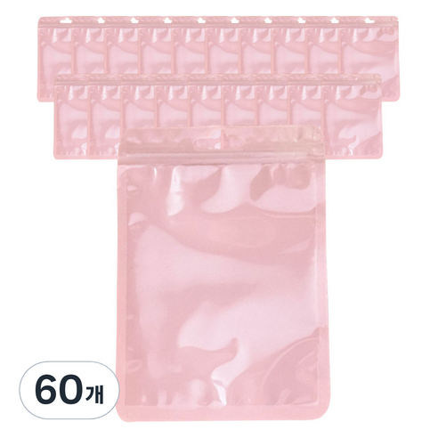 지앤와이 파스텔 선물포장 미니 지퍼백, 핑크, 60개