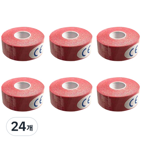 뽀마 스포츠테이프 2.5cm*5m 레드, 1개입, 24개