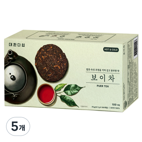 대한다업 보이차, 0.7g, 5개, 100개입