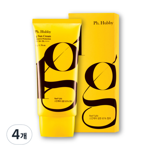 피에이치하비 1그램 선크림 인텐시브 프로텍션 튜브형 SPF50+ PA++++, 50g, 4개