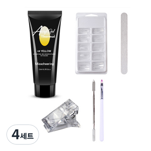 에스떼오뜨젠 온도 열 반응 폴리젤 네일 인조 손톱 연장 재료 세트 옐로우, 5종, 4세트