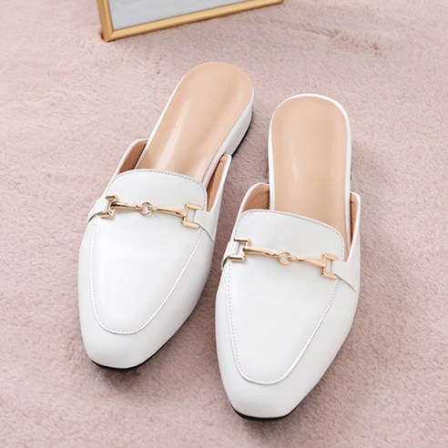 착한구두 여성용 레더 미들힐 홀스빗 뮬 블로퍼 RE 3900