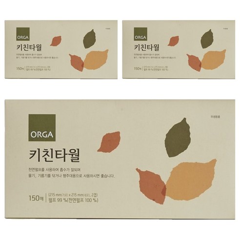올가홀푸드 천연펄프 키친타올, 3개, 150매