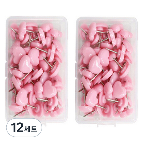 문구담 귀여운 하트모양 압정 50p 세트 핑크, 12세트