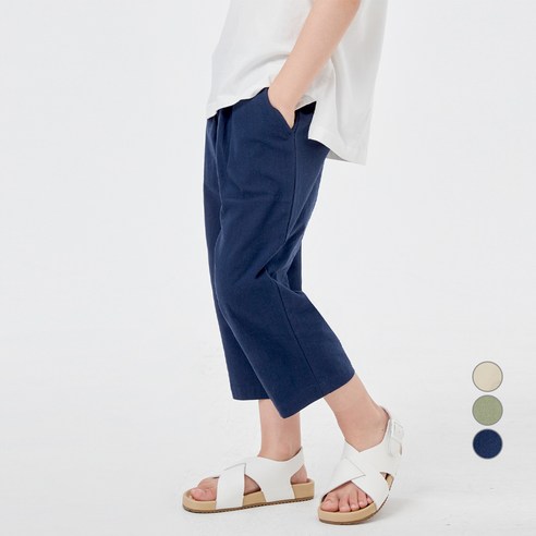 롤리트리 아동용 주름 배기 8부 면 바지