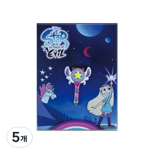 디즈니 프린세스 스타의 모험일기 요술봉 뱃지, 5개, 1개입