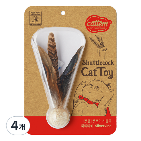 캣템 고양이 셔틀콕 장난감 3 x 16 cm, 4개