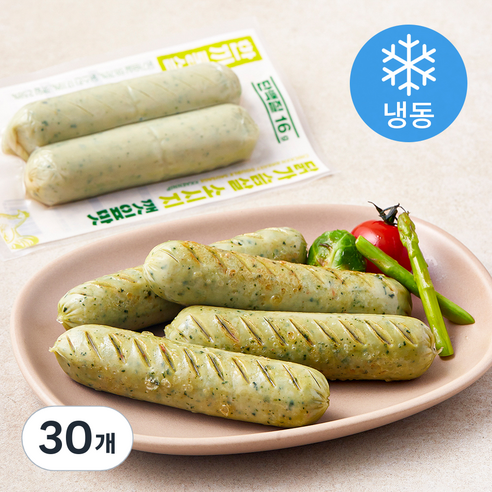 한끼통살 닭가슴살 더블 소시지 깻잎맛 (냉동), 100g, 30개