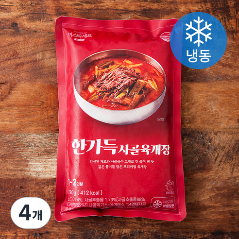 미스타셰프 한가득 사골 육개장 1~2인분 (냉동), 720g, 4개