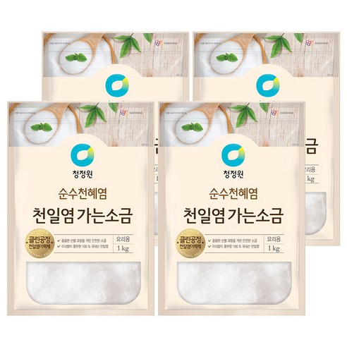 대상 청정원 천일염 가는 소금, 1kg, 4개