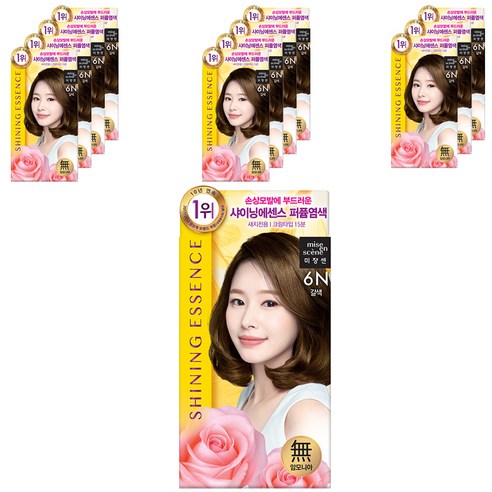 미쟝센 샤이닝 에센스 새치전용 염색제, 6N 갈색, 12개