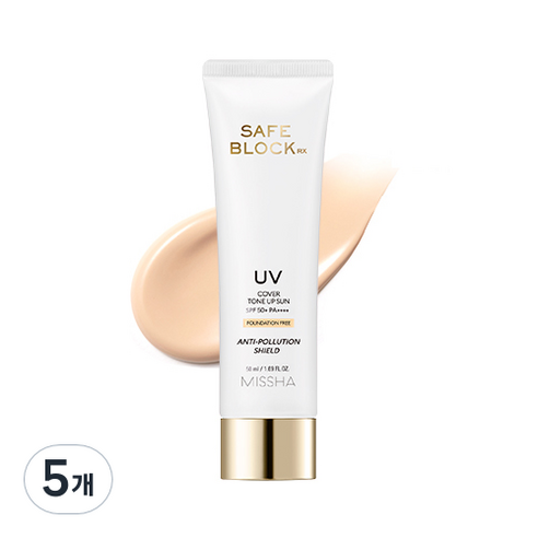 미샤 세이프 블록 RX 커버 톤업 선크림 SPF50+ PA++++, 50ml, 5개