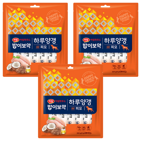 하림펫푸드 밥이보약 하루양갱 강아지 간식, 피모, 224g, 3개